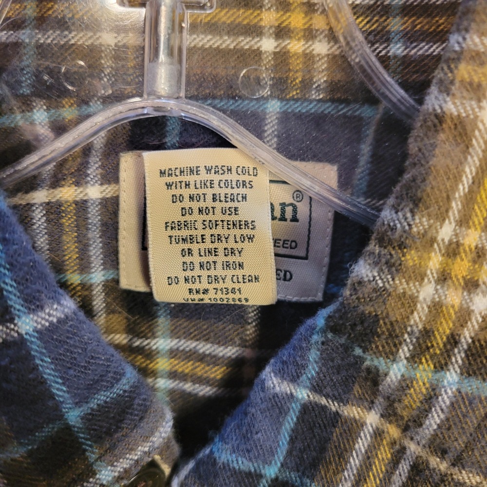 LL Bean Mens Flannel Shirt Medium Slightly Fitted Plaid Blue Green 298167 - Picture 12 of 13